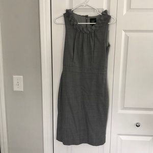 J. CREW fitted sheath dress floral applique ruffle grey 2